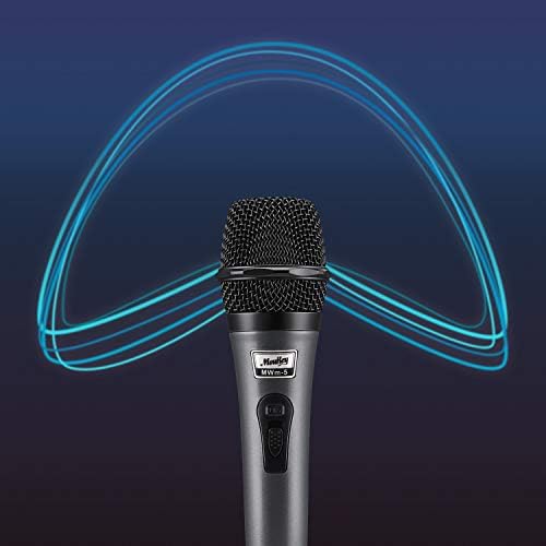 Moukey Dynamic Microphone, Home Karaoke Microphone with 13 ft XLR Cable, Cardioid Metal Handheld Wired Mic for Singing/Speech/Stage/Party, Compatible Speaker/Amp/Mixer/Karaoke Machine, Grey