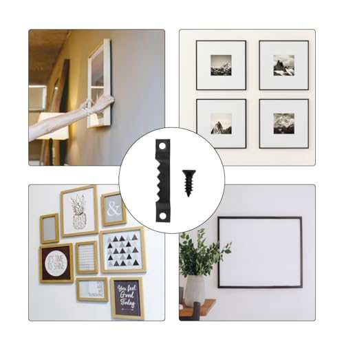 100 Pack Black Sawtooth Picture Hangers with 200 Screws, Steel Hanging Frames