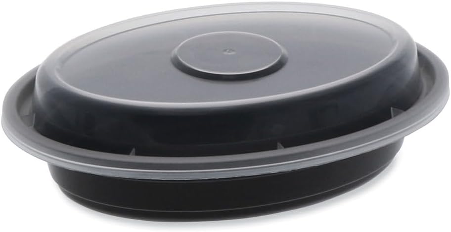 Pactiv Evergreen newspring versatainer microwavable containers, oval, 6 oz, 5.7 x 4 x 1.1, black/clear, plastic, 150/carton