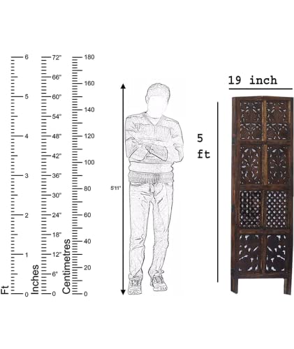 PINK CITY ARTS Wooden Partitions Made of Wood Room Divider for Living Room with Stands Hall Bedroom Wall Separator Panel (4 Panel 5 Feet with Stand)
