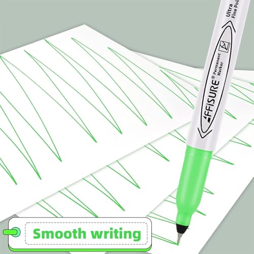 Image of Green Ultra Fine Point Permanent Markers, 20 Pack, 0.4 mm, Precision Extra Fine Tip for Detailed Writing, Art, Crafts & Labeling on Paper, Plastic, Glass, Metal, Waterproof, Fade-Resistant Ink