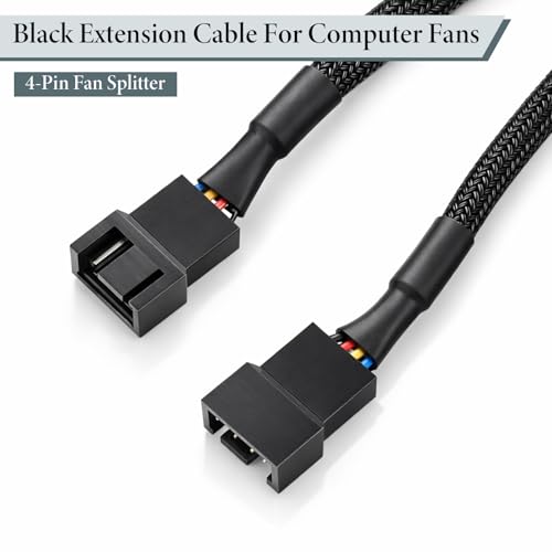 Image of 5 Pcs PC Fan Extension Cable, 24 inch 4 Pin PWM Fan Extension Power Cable Connector Case Sleeved Braided Adapter Computer PC Fans Power Extensions Cables Converter
