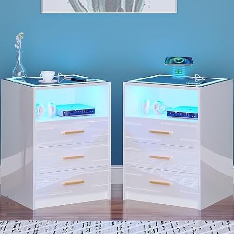 yoofun LED Nightstand Set with Charging Cover