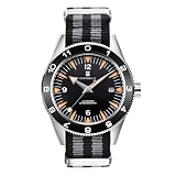 Corgeut 6013-NY Luxury Automatic Mechanical Self-Winding Men's Watch, Japanese Movement, 100M Waterproof, Nylon Strap, Date Display, Noctilucent - Stylish Timepiece for Men (Black-A)