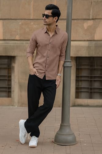 Image of Popcorn Textured Shirts for Men Coffee XL