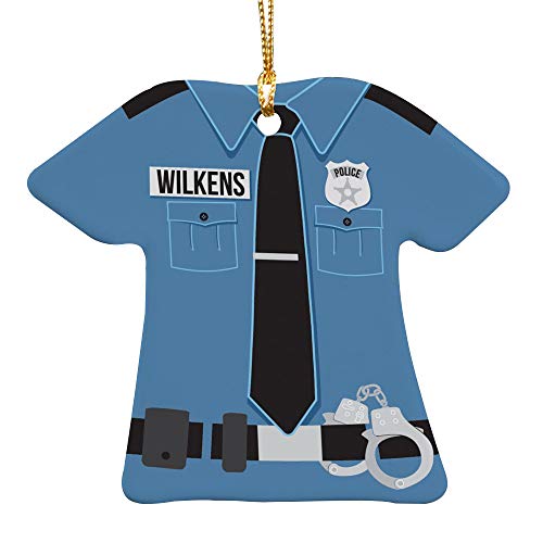 GiftsForYouNow Personalized Police Uniform Christmas Ornament, Ceramic Ornament, Includes Gold Ribbon
