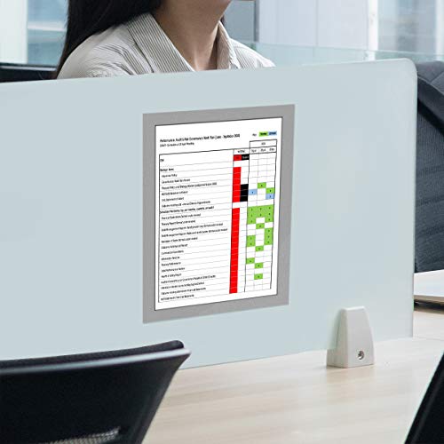 ZHIDIAN Document Sign Holder Pockets with Adhesive Back, Plastic Poster Picture Notice Display Frame for Window/Door/Wall/Cabinet, 8.5 x 11.6 Inches, Silver, 6 Pack - Thumbnail 3
