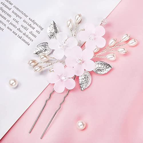 MELLIEX 5 Pcs Bridal Hairpins, Pearl Rhinestone, Flower Hair Clips - Image 4