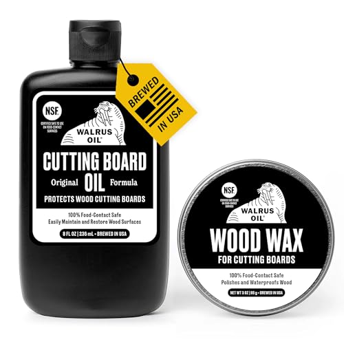WALRUS OIL - Cutting Board Oil and Wood Wax Set. For Cutting Boards, Butcher Blocks, Wooden Spoons, and Bowls. 100% Food-Contact Safe.