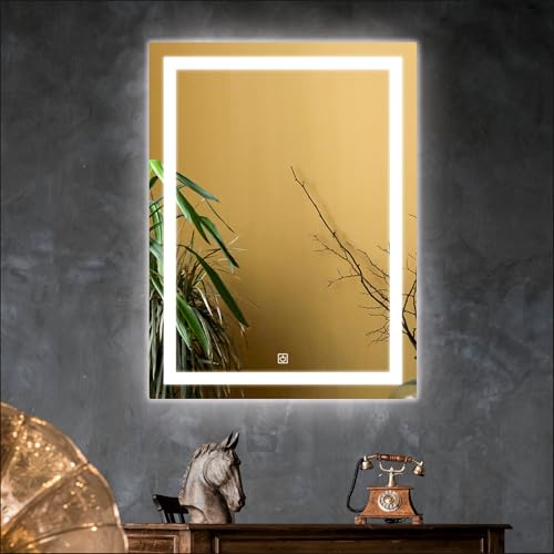 Image of Creative Arts n Frames LED Wall Mount HD Mirror with 3 Color Light Tone for Home Wall Living Room Bedroom Bathroom Hotel Decor Items (18x24 inch Rectangle)