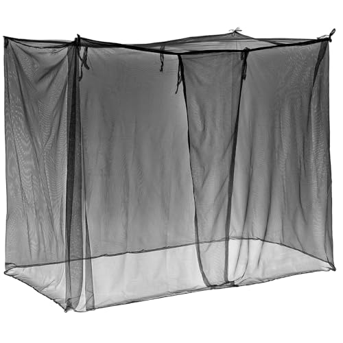 Mindsoft 4 Corners Mosquito Net for Bed Mosquiteros para Camas Bed Canopies Netting Drapes Rectangular Mosquito Mesh for Camping Home Outdoor Travel(Black L75 X W35.5 X H60 Inch 1 Opening)