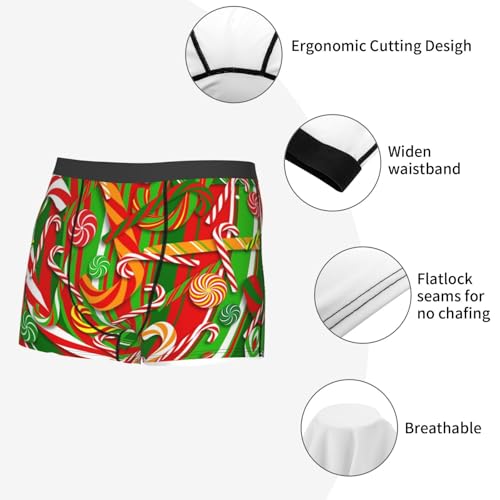 Men's Underwear Christmas Candy Cane Pattern Moisture-Wicking Boxer Briefs4