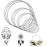 Metallringe zum Basteln,15 Stück Metall Makramee Reifen 5 Größen Metallring Schwarz Traumfänger Ringefür die Herstellung Hochzeit Kranz Dekor Traumfänger (10,15,20,25&30cm)