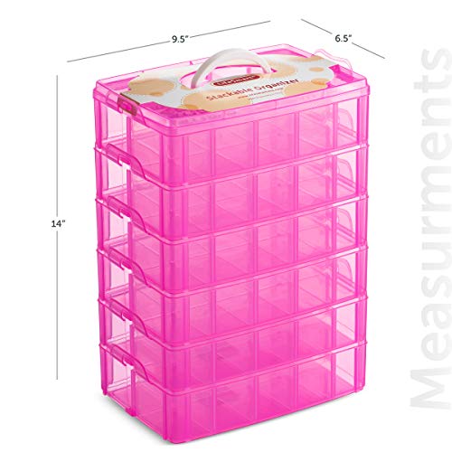 Image of LifeSmart Stackable Bead Storage Organizer Box | DIY Art Craft Case Storage with Adjustable Compartments | Small Plastic Containers with Dividers for Toys, Jewelry, Fishing Tackles and Sewing Supplies
