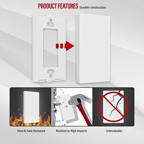 Image of ENERLITES Screwless Blank Wall Plate, Child Safe Blank Device Outlet Cover, Standard Size, 1-Gang 4.68 inch x 2.93 inch, Polycarbonate Thermoplastic, UL Listed, SI8801-W-10PCS, Glossy, White, 10 Pack
