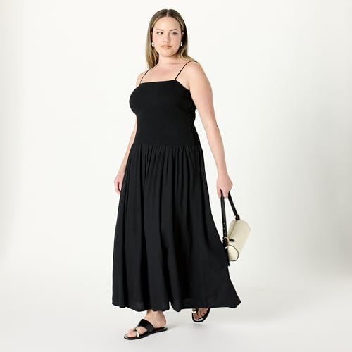Image of The Drop Womens Florencia Smocked Bodice Linen Maxi Dress