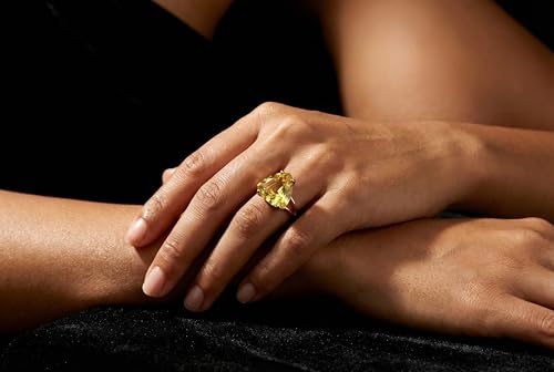 Bague Trillion en Quartz Citron et Or Rose Anémone - 8