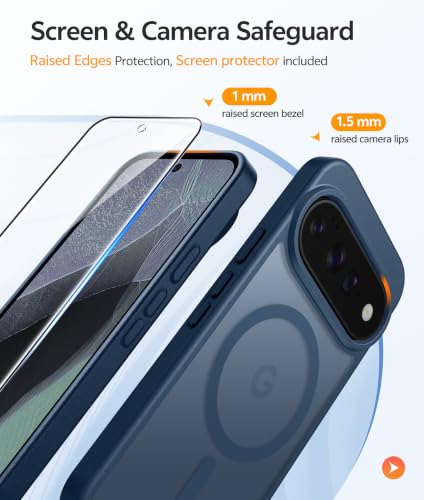 Image of FNTCASE for Google Pixel 11 Pro Case / Pixel 11 Case, with Screen Protector | Fit for Magsafe, Translucent Matte, 14FT Military Grade Drop Protection, Shockproof Protective Phone Cover, Blue
