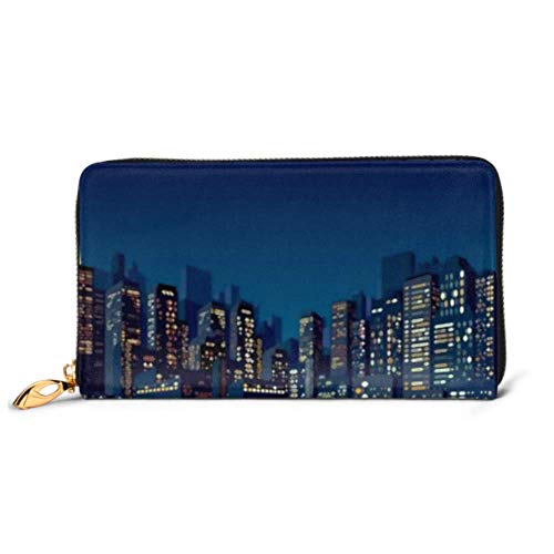 Preisvergleich Produktbild JHGFG Mode Handtasche Reißverschluss Brieftasche City Night Skyline Telefon Kupplung Geldbörse Abendkupplung Blockieren Leder Brieftasche Multi Card Organizer