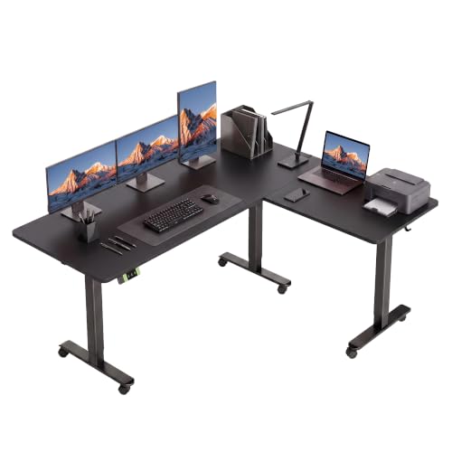 Image of Claiks L Shaped Electric Standing Desk 63x55 inch Dual Motor
