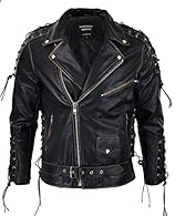 Mens Original Classic Biker Brando Jacket In Black Brown Vintage Hide Leather Original Belted Cross Zip Jacket With Belted Design With Tassel String & 'Ride To Live' Slogan Perfect Biker Jacket Ideal For Casual, Motorcyle or Racing Wear Classic Fit, ...