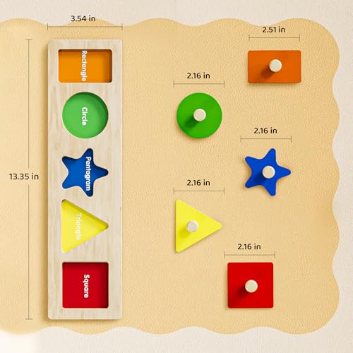 Image of First Jumbo Knob Wooden Shape Puzzle for Toddlers 1-3,Montessori Toddler Puzzle Toys for1-2 Year Old,Preschool Learning Peg Puzzles Toys for Baby Kids