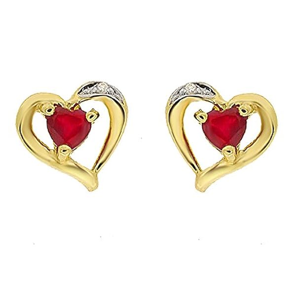 Ivy Gems 9ct Gold Ruby and Diamond Stud Earrings