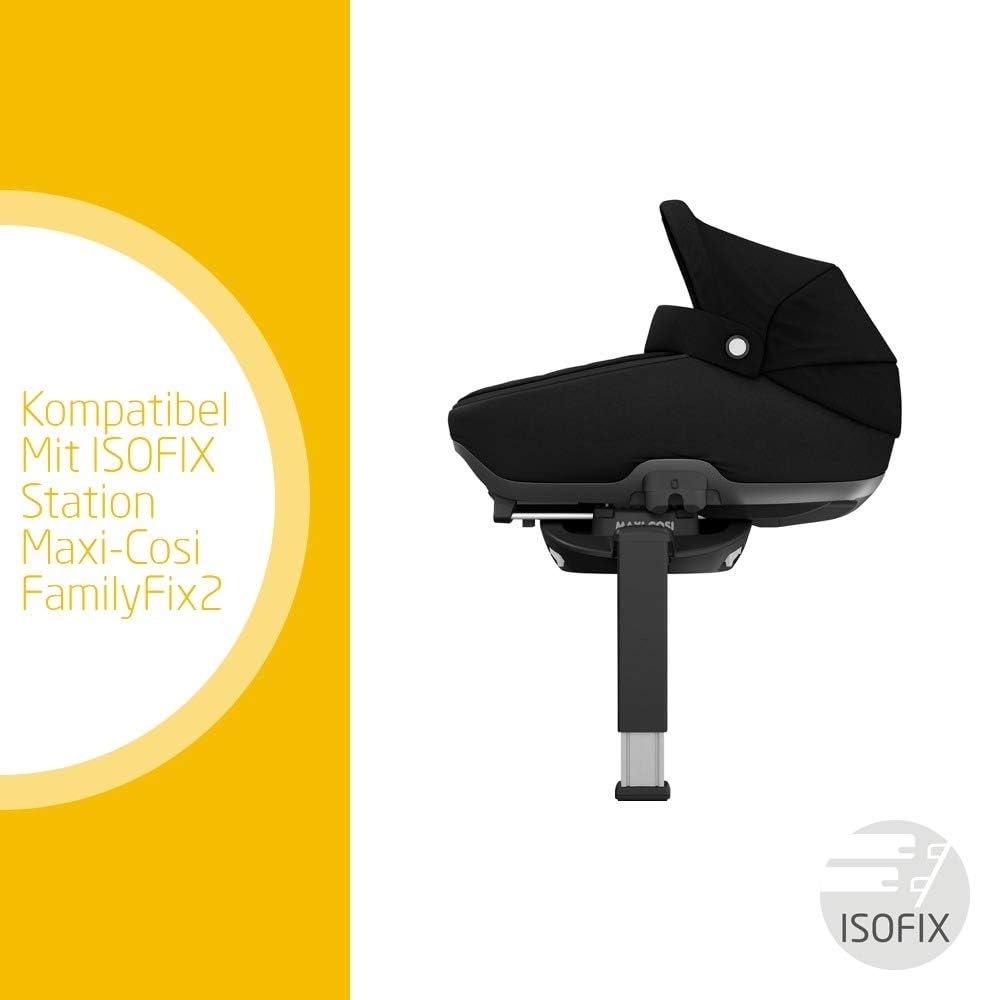 Maxi-Cosi Jade Babywanne, sichere Babywanne mit ISOFIX Installation im Auto, komfortabler Kinderwagenaufsatz, geeignet ab Geburt bis ca. 6 Monate (max. 9 kg oder 40 bis 70 cm), Essential Black