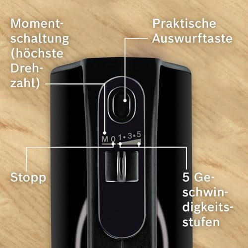 Bosch Handrührer Home Professional Styline MFQ4980B, 5 Stufen, 2 Edelstahl Rührbesen- und Knethaken, Mixstab Edelstahl, Universalzerkleinerer, 850 W, schwarz/dark silver 3