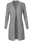 Solid Soft Stretch Long Sleeve Open Front Knit Cardigan Heather Gray S