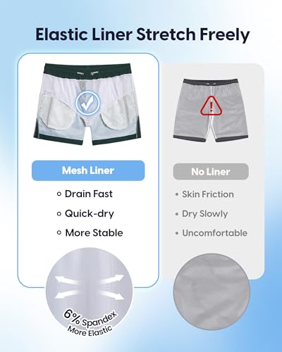 Image of maamgic Mens Swim Trunks 5 Inch with Mesh Lining, Quick Dry Mens Bathing Suit, Swim Shorts for Swimming and Beach