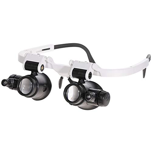 MMUY-1 Kopfband-Lupe, 80u00b0 nach oben und unten verstellbar, mit LED-Licht, geeignet für die Bearbeitung / elektronische Reparatur / Schmuck-Identifikation / Uhren-Reparatur