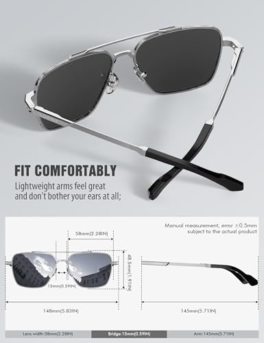 Image of LUENX Aviator Sunglasses for Women Men Polarized Lens Trendy Sun Glasses - UV 400 Protection 60MM with Accessories Driving