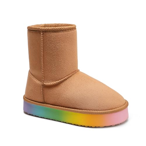 Image of FabKids Girls' Warm Fleece Lined Platform Snow Boots Non-Slip Ankle Winter Boots