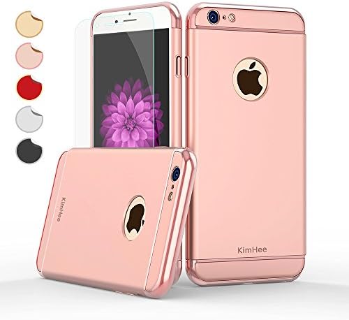 iPhone 6s case, iPhone 6 case,KimHee 3 in 1 Ultra Thin Slim Non Slip Design Hybrid Case Metal Textured Grip Anti Slip Skin& A Matte Touch for Apple iPhone 6s-Rose Gold(4.7inch)