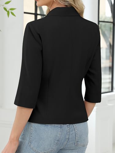 ELLEVEN Women's 3/4 Sleeve Blazer, Lightweight Slim Fit Suit Business Casual Jacket for Work2