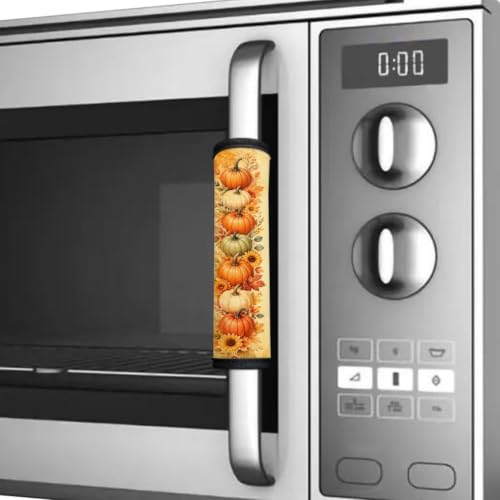 Image of Fall 6 Pcs Refrigerator Door Handle Covers Retro Pumpkin Sunflower Kitchen Appliance Decor Handles Washable Fridge Handle Covers for Fridge Microwave Stove Dishwasher Fall Decor