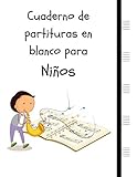  Cuaderno de partituras en blanco para Niños: Cuaderno de papel manuscrito 5 duelas grandes por página, saxofón niño (8.5 \"x11\", 110 páginas) (Compositor Infantil)