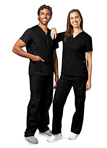 Adar Universal Unisex Scrubs - Unisex Drawstring Scrub Set - 701 - Black - S #TOP4