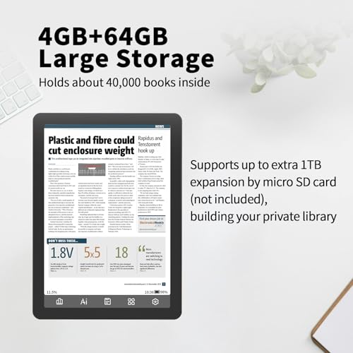 Image of Bigme B6 Color eReader, Colour Eink eBook Readers 6 Inch Android E-Readers Digital ePaper Tablet with Android 14, 4G+64GB, Adjustable Front Light Android E-Ink eReader Device with Audiobook Black
