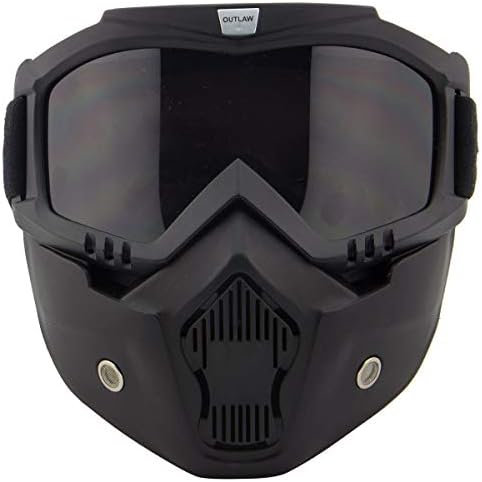 Outlaw Helmets Outlaw 'Nemesis' Motorcycle Face Mask with Detachable Goggles - Black Riding...