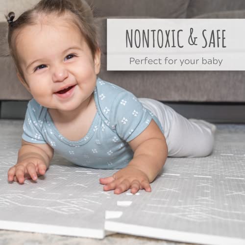 Stylish Baby Play Mat - Soft And Easy To Clean 5.6 X 4 Ft. Floor Mat Creates A Safe Play Area For Your Baby - The Perfect Modern Foam Playmat Fits Nicely With Your Kids Playroom Or Home Decor #TOP1
