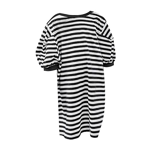 sfdgfhyf New Year Cocktail Dress Toddler Girls T Shirt Striped Mid Sleeve Long Sweater Dress 3 to 8 Years Kids Casual