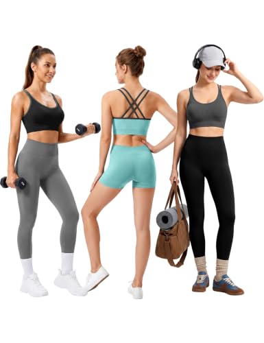 Image of VEQKING Strappy Cross Back Sports Bra for Women Removable Padded Yoga Bras