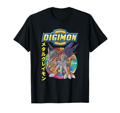 Digimon Metalgreymon Action Pose and Logo Digital Monsters T-Shirt