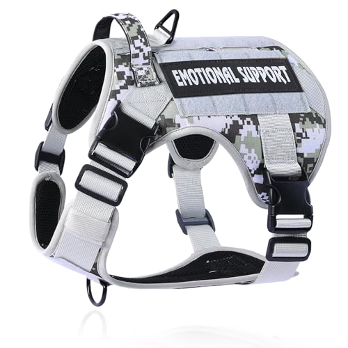 Belababy Tactical Anti Pull Dog Harness Small Medium Large, Adjustable Front Clip Service Dog Vest with Handle
