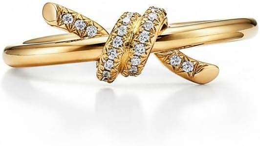 18K Gold Plated Knot Design Ring White CZ Stone Perfect for Special Occasion Wear Royal Look Engagement Gift for Women and Girls Ring Size 4 to 13