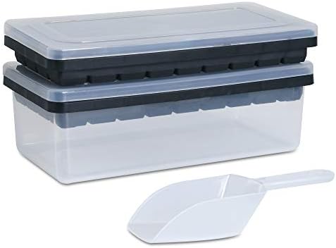 Food-Grade Silicone Ice Cube Tray with Lid and Storage Bin for Freezer, Easy-Release 36 Small Nugget Ice Tray with Spill-Proof Cover&Bucket, Flexible Ice Cube Molds with Ice Container, Scoop Cover