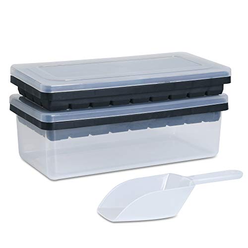Food-Grade Silicone Ice Cube Tray With Lid And Storage Bin For Freezer, Easy-Release 2 * 36 Small Nugget Ice Trays 1 Ice Bucket & Scoop, Flexible Ice Cube Molds With Ice Container #TOP3