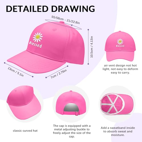 Gorra de Béisbol Bordada Rosa con Margarita miniatura 2